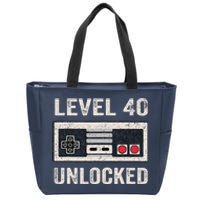 Level 40 Unlocked Video Gamer 40th Birthday Gifts Zip Tote Bag