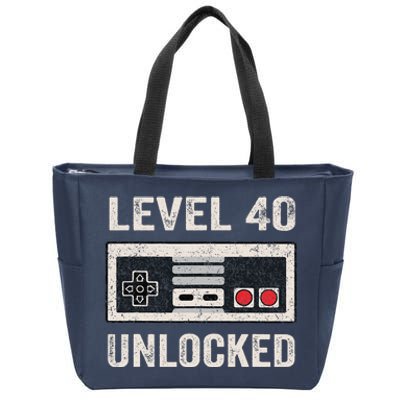 Level 40 Unlocked Video Gamer 40th Birthday Gifts Zip Tote Bag