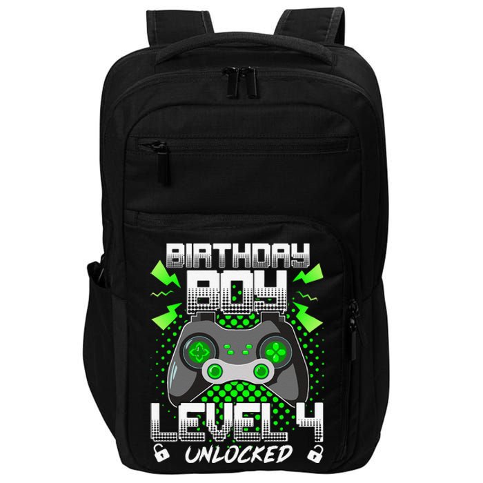 Level 4 Unlocked Gamer 4th Birthday Gift Video Game Lovers Impact Tech Backpack