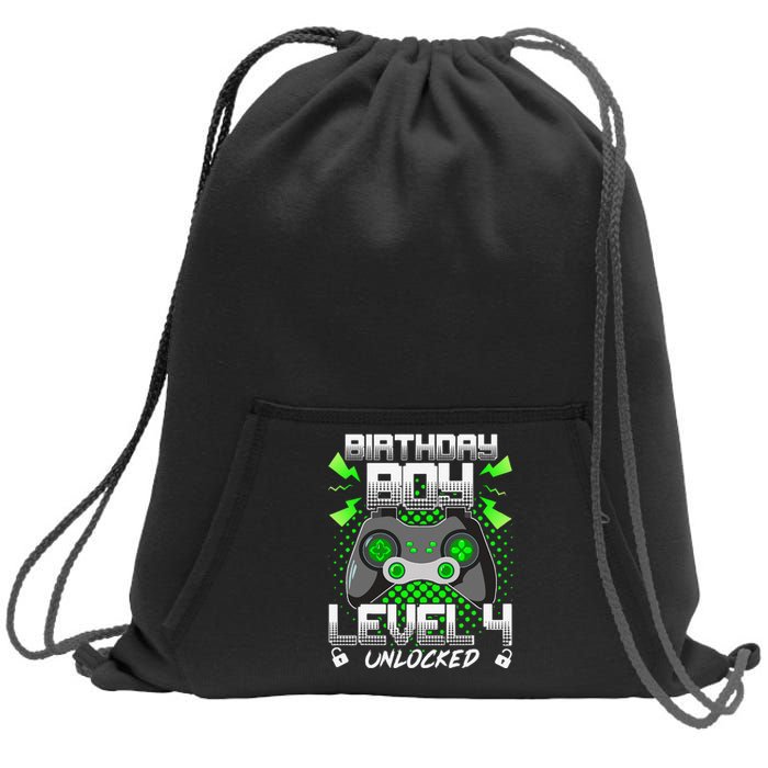 Level 4 Unlocked Gamer 4th Birthday Gift Video Game Lovers Sweatshirt Cinch Pack Bag