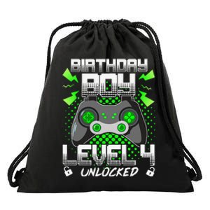 Level 4 Unlocked Gamer 4th Birthday Gift Video Game Lovers Drawstring Bag