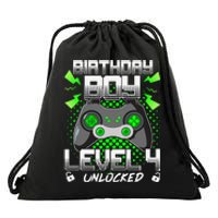 Level 4 Unlocked Gamer 4th Birthday Gift Video Game Lovers Drawstring Bag