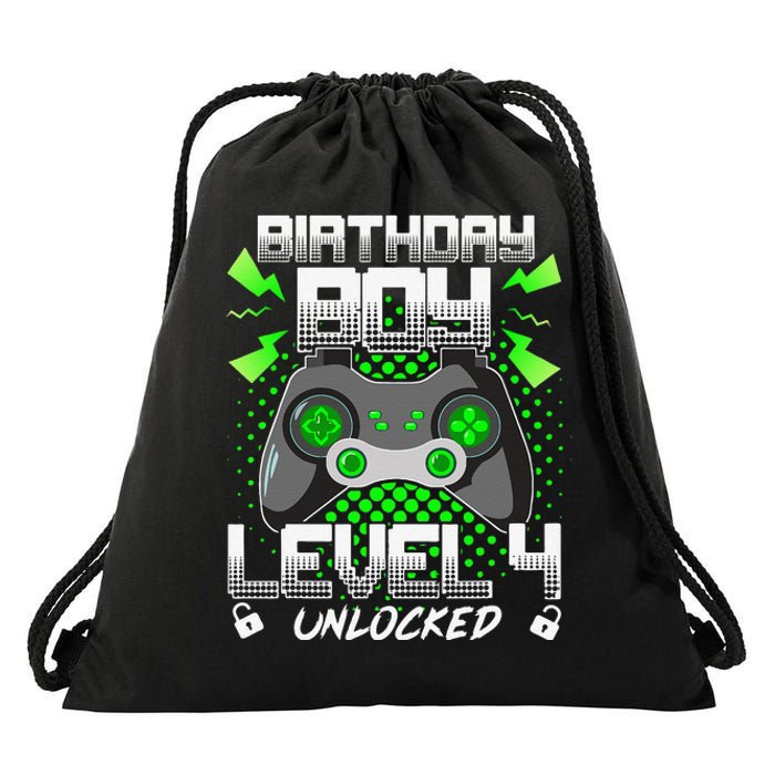 Level 4 Unlocked Gamer 4th Birthday Gift Video Game Lovers Drawstring Bag