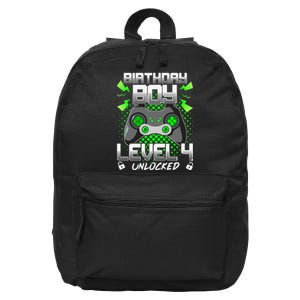 Level 4 Unlocked Gamer 4th Birthday Gift Video Game Lovers 16 in Basic Backpack