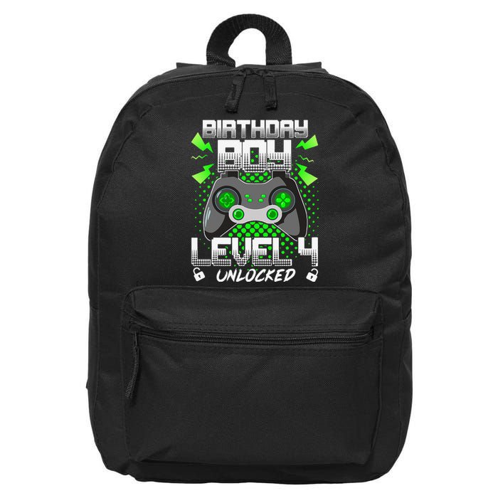 Level 4 Unlocked Gamer 4th Birthday Gift Video Game Lovers 16 in Basic Backpack