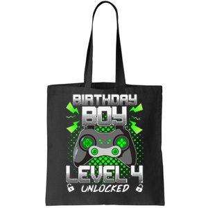 Level 4 Unlocked Gamer 4th Birthday Gift Video Game Lovers Tote Bag