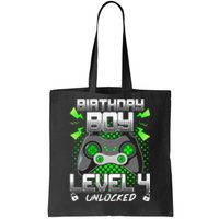 Level 4 Unlocked Gamer 4th Birthday Gift Video Game Lovers Tote Bag