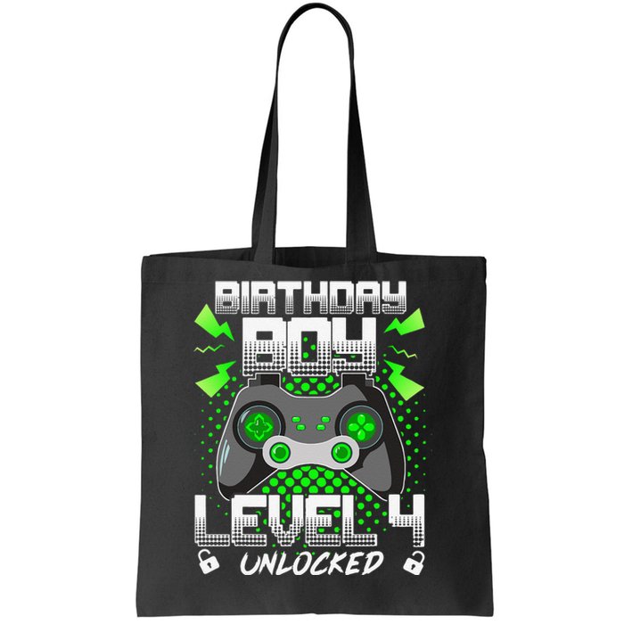 Level 4 Unlocked Gamer 4th Birthday Gift Video Game Lovers Tote Bag