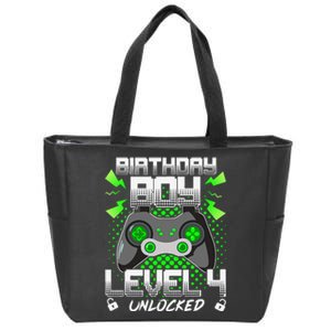 Level 4 Unlocked Gamer 4th Birthday Gift Video Game Lovers Zip Tote Bag