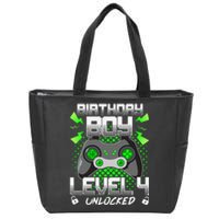 Level 4 Unlocked Gamer 4th Birthday Gift Video Game Lovers Zip Tote Bag