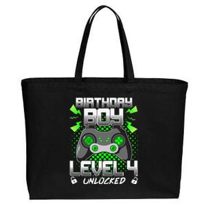 Level 4 Unlocked Gamer 4th Birthday Gift Video Game Lovers Cotton Canvas Jumbo Tote