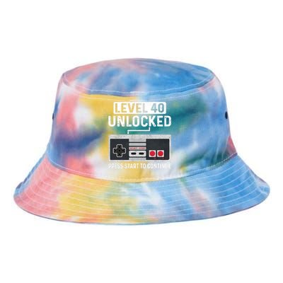 Level 40 Unlocked Press Start To Continue Tie Dye Newport Bucket Hat