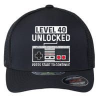 Level 40 Unlocked Press Start To Continue Flexfit Unipanel Trucker Cap