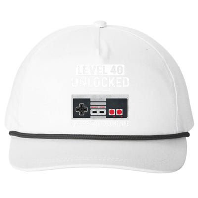 Level 40 Unlocked Press Start To Continue Snapback Five-Panel Rope Hat