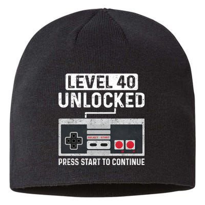 Level 40 Unlocked Press Start To Continue Sustainable Beanie