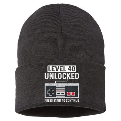 Level 40 Unlocked Press Start To Continue Sustainable Knit Beanie