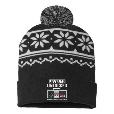 Level 40 Unlocked Press Start To Continue USA-Made Snowflake Beanie