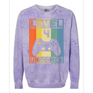 Level 4 Unlocked Video Gamer 14th Birthday Gaming Gift Colorblast Crewneck Sweatshirt