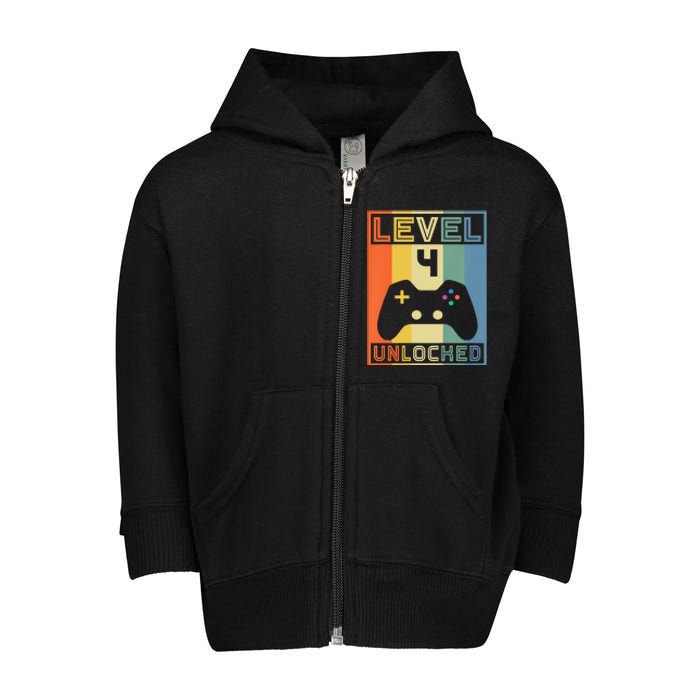 Level 4 Unlocked Video Gamer 14th Birthday Gaming Gift Toddler Zip Fleece Hoodie