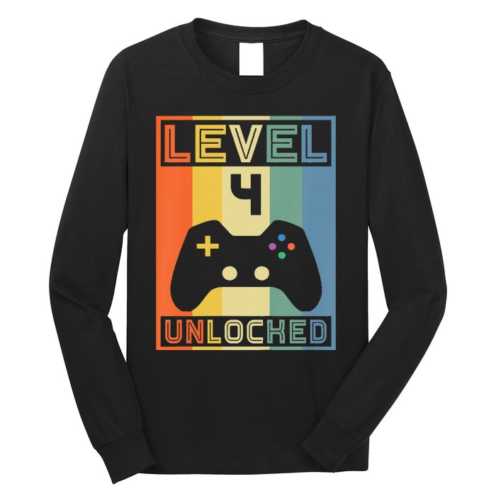 Level 4 Unlocked Video Gamer 14th Birthday Gaming Gift Long Sleeve Shirt