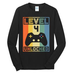 Level 4 Unlocked Video Gamer 14th Birthday Gaming Gift Tall Long Sleeve T-Shirt