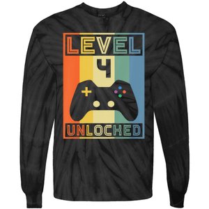 Level 4 Unlocked Video Gamer 14th Birthday Gaming Gift Tie-Dye Long Sleeve Shirt