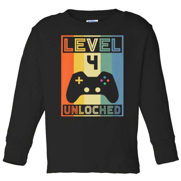 Level 4 Unlocked Video Gamer 14th Birthday Gaming Gift Toddler Long Sleeve Shirt