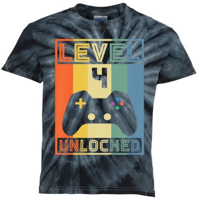 Level 4 Unlocked Video Gamer 14th Birthday Gaming Gift Kids Tie-Dye T-Shirt