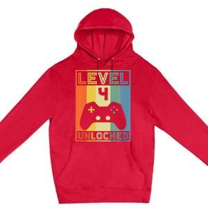 Level 4 Unlocked Video Gamer 14th Birthday Gaming Gift Premium Pullover Hoodie