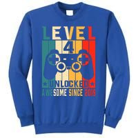 Level 4 Unlocked Awesome Since 2019 4th Birthday Gamer Gift Sweatshirt