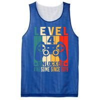 Level 4 Unlocked Awesome Since 2019 4th Birthday Gamer Gift Mesh Reversible Basketball Jersey Tank