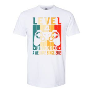 Level 4 Unlocked Awesome Since 2019 4th Birthday Gamer Gift Softstyle CVC T-Shirt