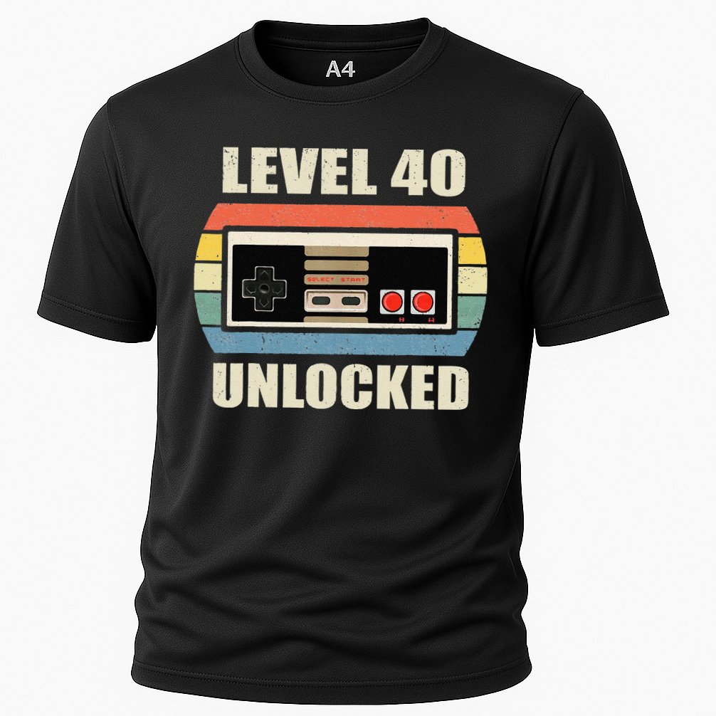Level 40 Unlocked Video Gamer 40th Birthday Gifts Tea Cooling Performance Crew T-Shirt
