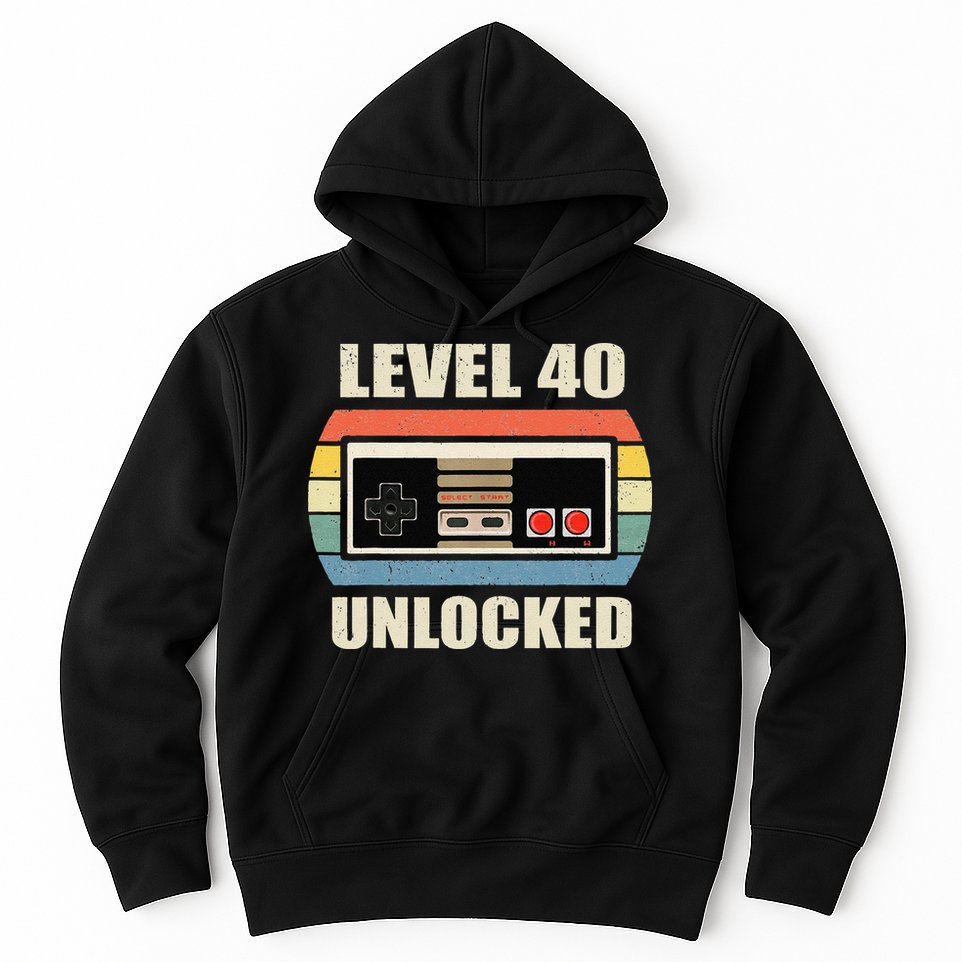 Level 40 Unlocked Video Gamer 40th Birthday Gifts Tea Hoodie
