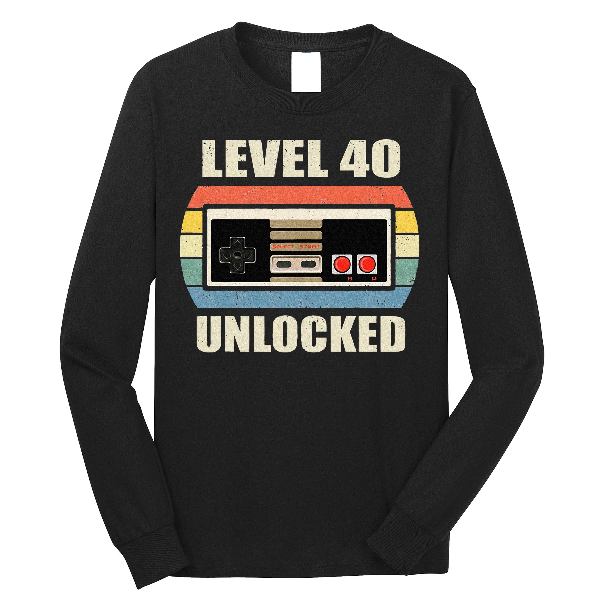 Level 40 Unlocked Video Gamer 40th Birthday Gifts Tea Long Sleeve Shirt