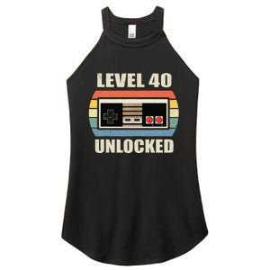 Level 40 Unlocked Video Gamer 40th Birthday Gifts Tea Women's Perfect Tri Rocker Tank