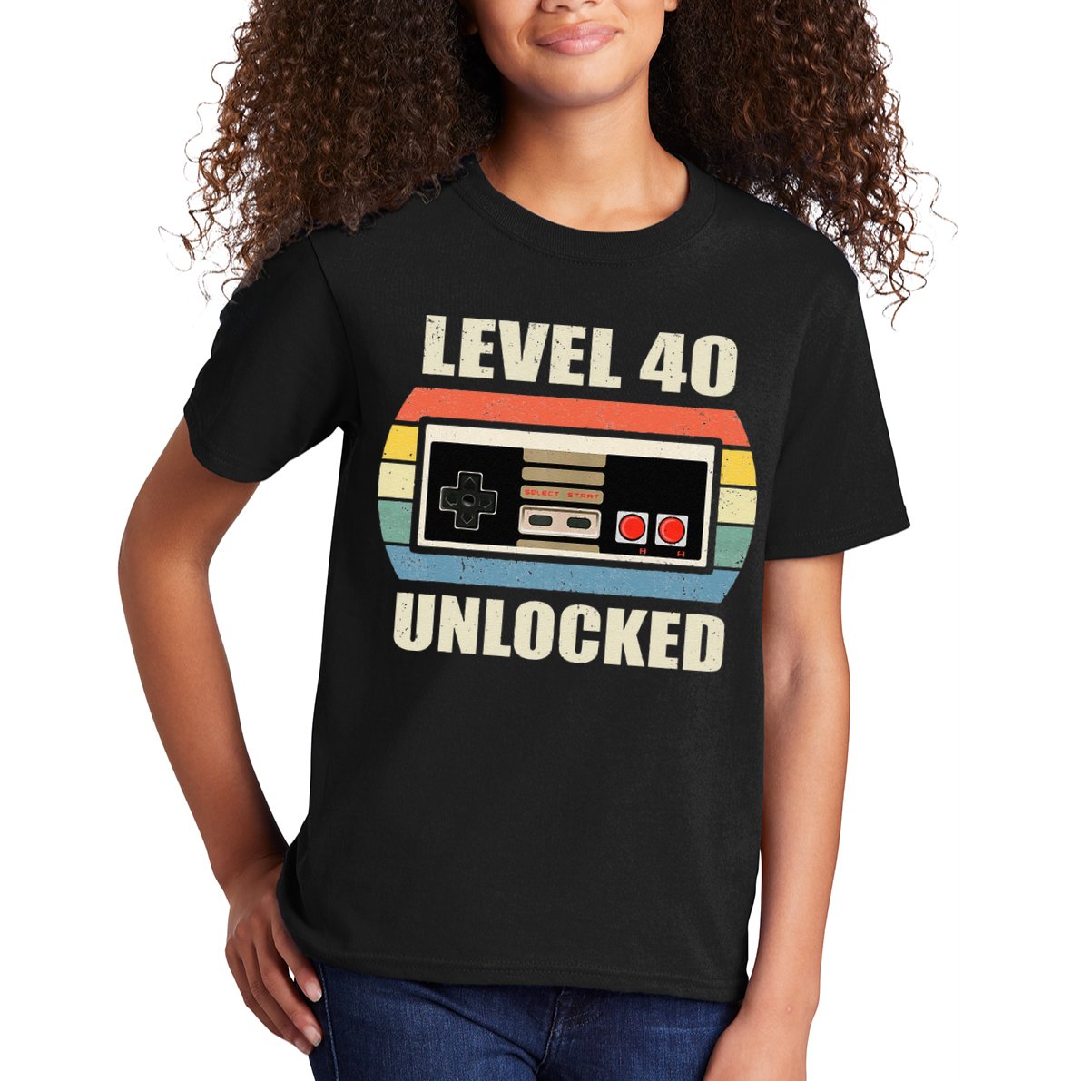 Level 40 Unlocked Video Gamer 40th Birthday Gifts Tea Kids T-Shirt