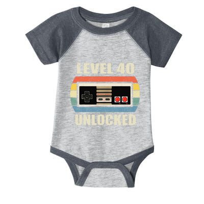 Level 40 Unlocked Video Gamer 40th Birthday Gifts Tea Infant Baby Jersey Bodysuit