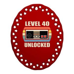 Level 40 Unlocked Video Gamer 40th Birthday Gifts Tea Ceramic Oval Ornament