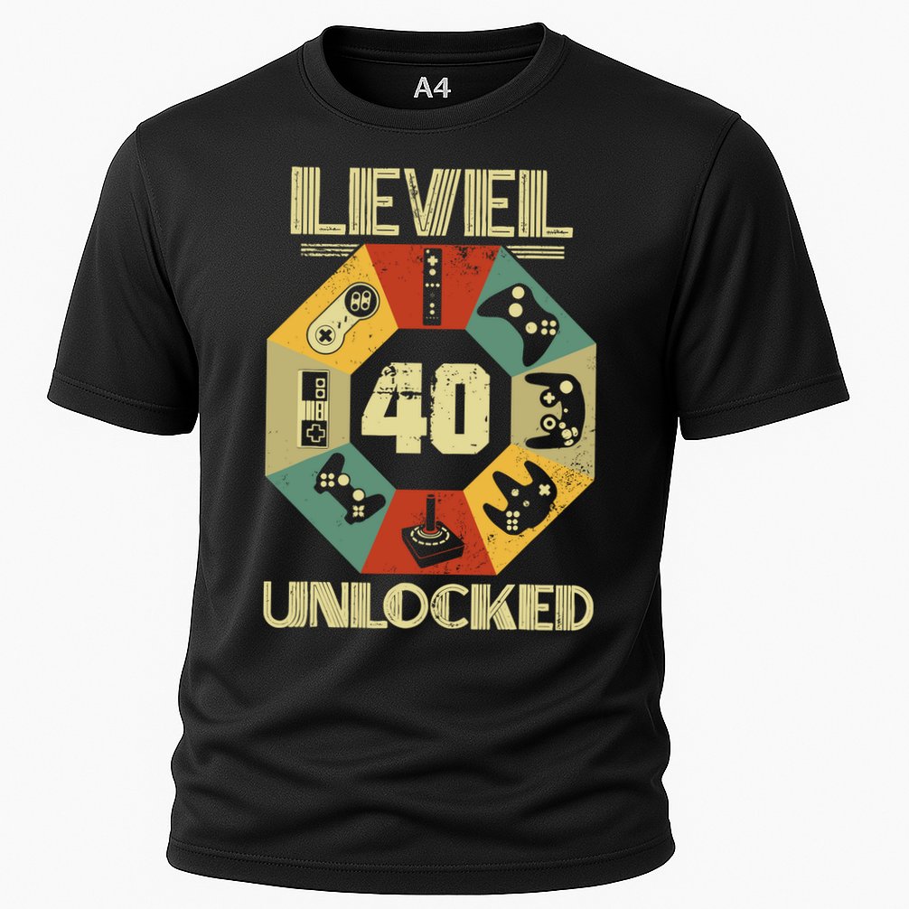 Level 40 Unlocked T Funny Video Gamer 40th Birthday Cooling Performance Crew T-Shirt