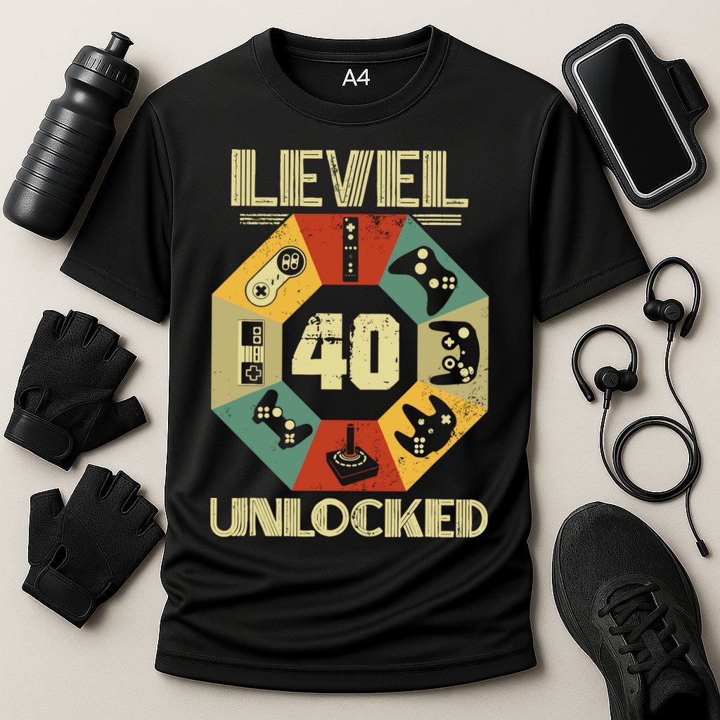 Level 40 Unlocked T Funny Video Gamer 40th Birthday Cooling Performance Crew T-Shirt