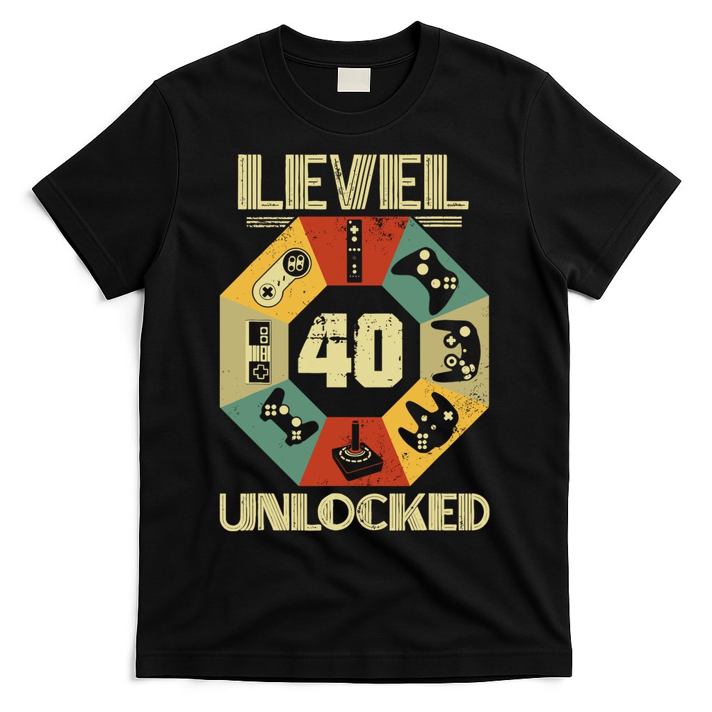 Level 40 Unlocked T Funny Video Gamer 40th Birthday T-Shirt