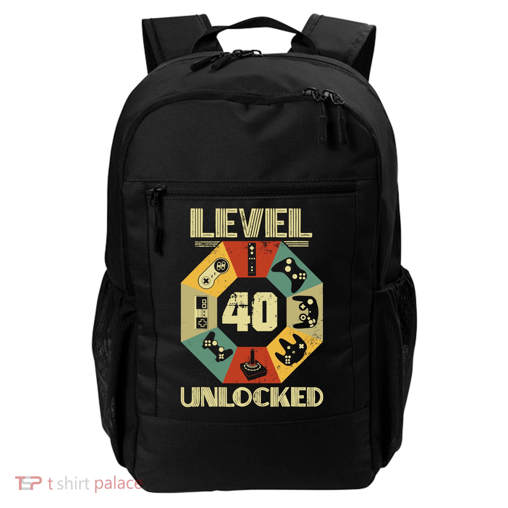 Level 40 Unlocked T Funny Video Gamer 40th Birthday Daily Commute Backpack