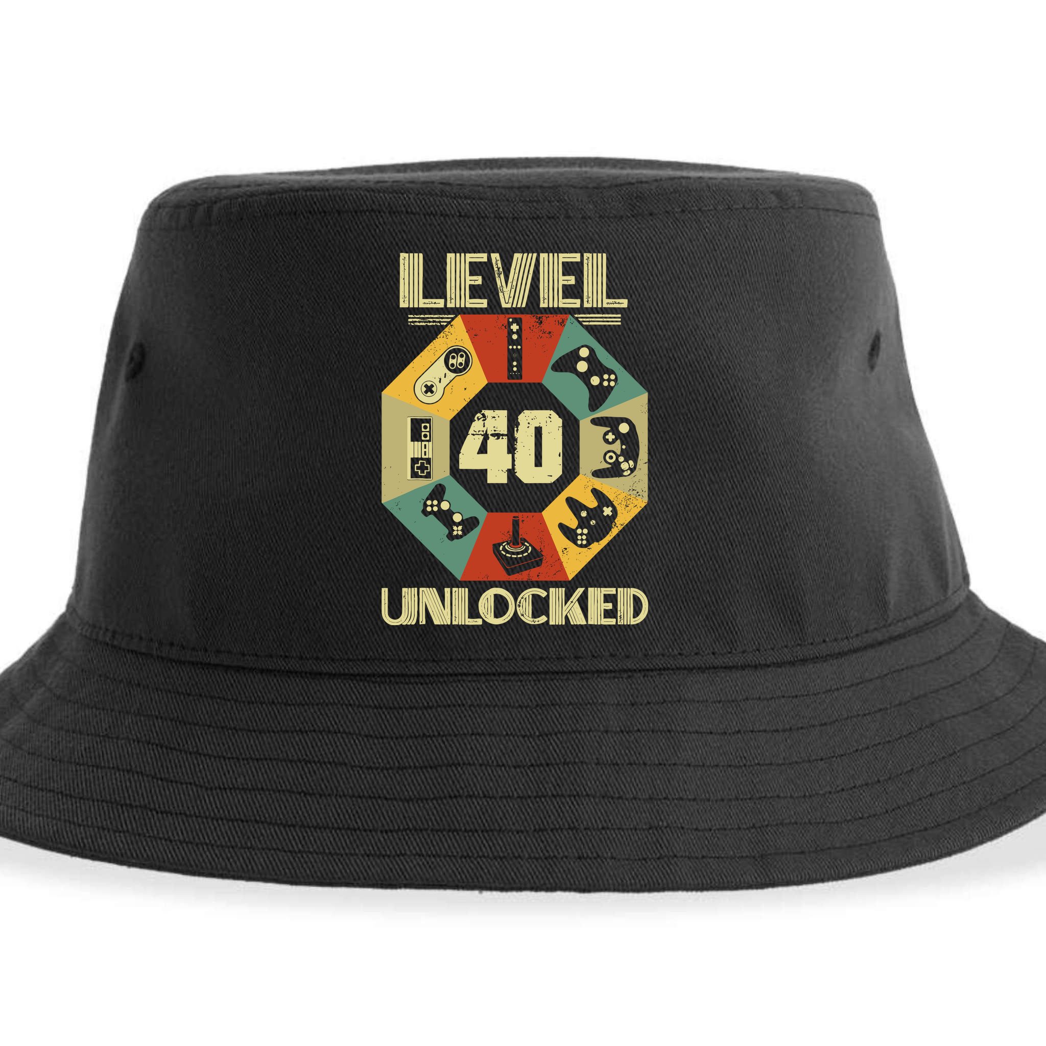Level 40 Unlocked T Funny Video Gamer 40th Birthday Sustainable Bucket Hat