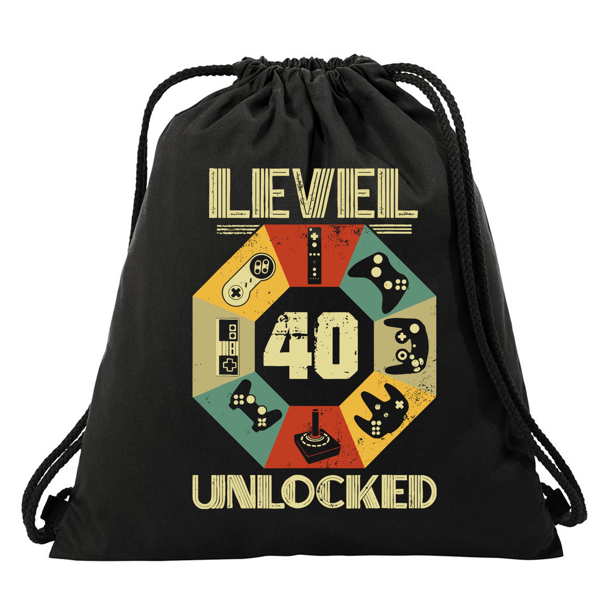 Level 40 Unlocked T Funny Video Gamer 40th Birthday Drawstring Bag
