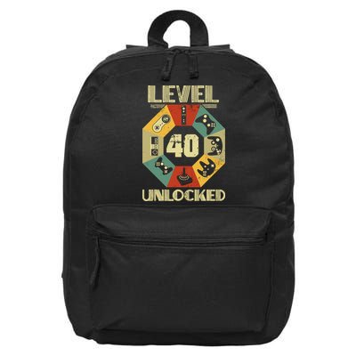 Level 40 Unlocked T Funny Video Gamer 40th Birthday 16 in Basic Backpack