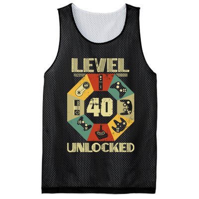 Level 40 Unlocked T Funny Video Gamer 40th Birthday Mesh Reversible Basketball Jersey Tank