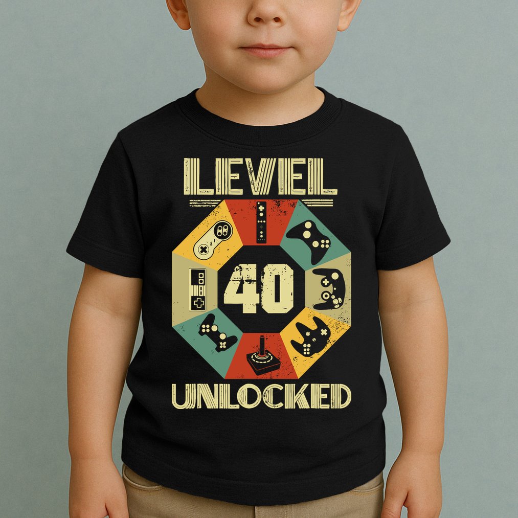 Level 40 Unlocked T Funny Video Gamer 40th Birthday Toddler T-Shirt