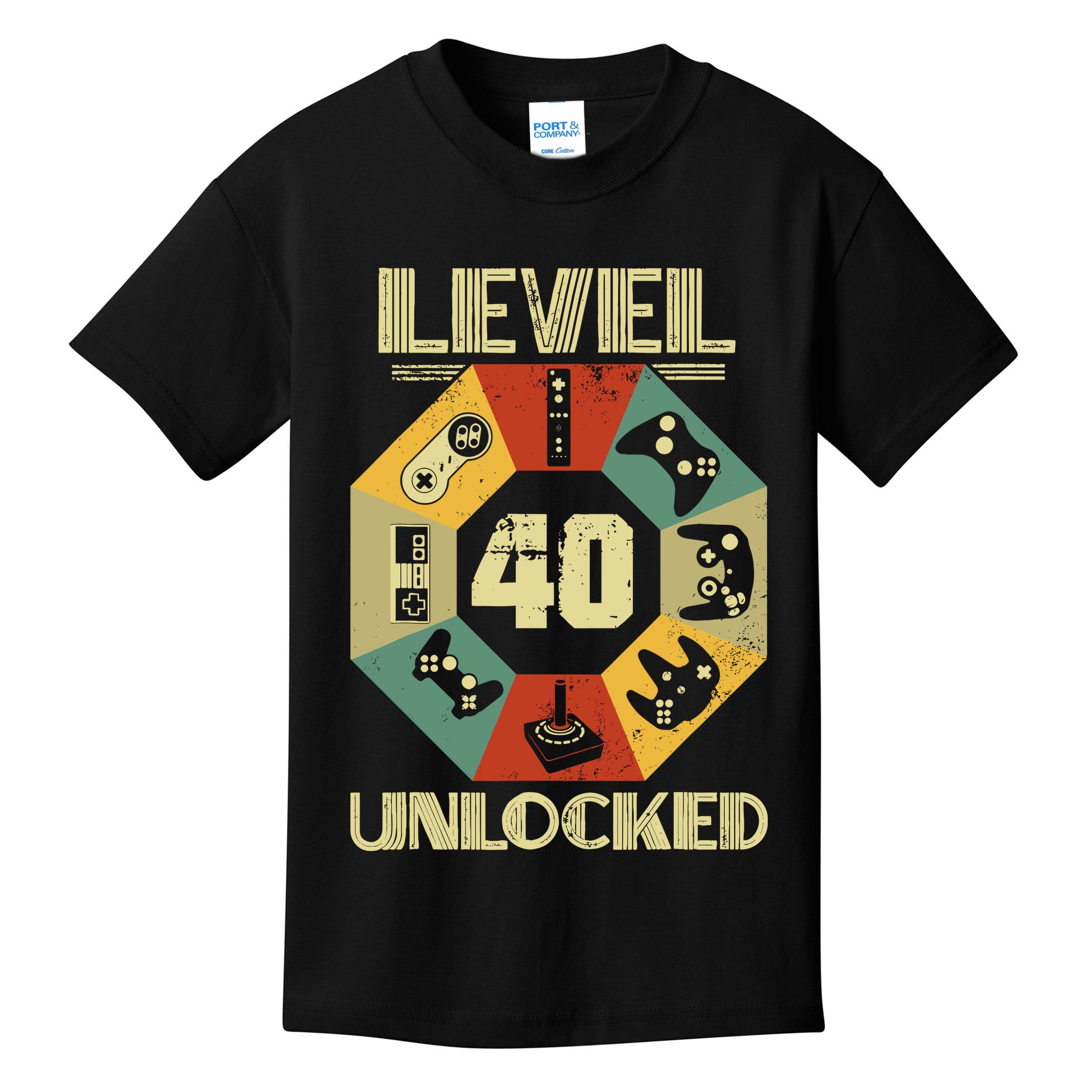 Level 40 Unlocked T Funny Video Gamer 40th Birthday Kids T-Shirt