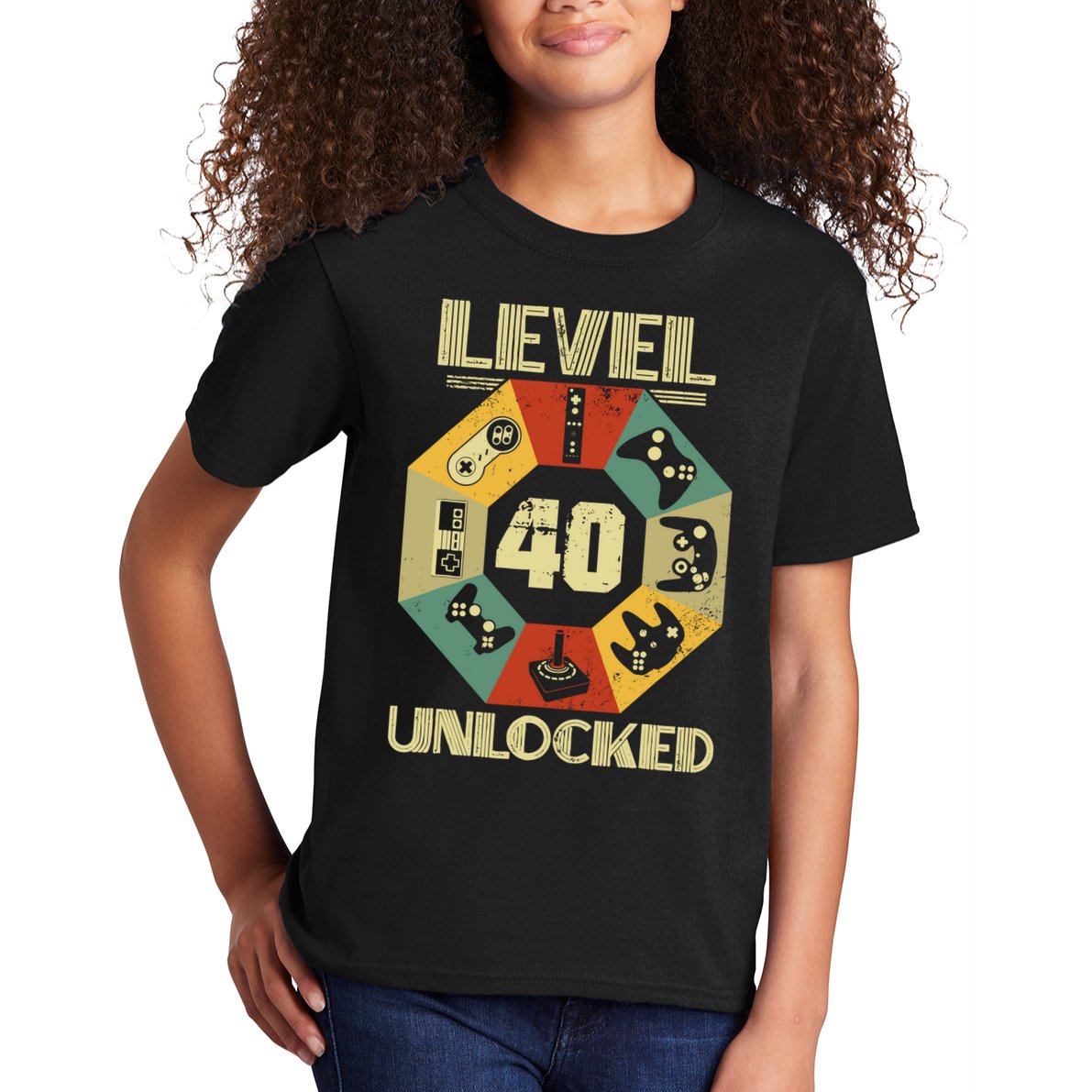 Level 40 Unlocked T Funny Video Gamer 40th Birthday Kids T-Shirt